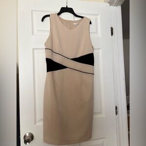 Studio One New York Beige and Black Colorblock Sheath Dress